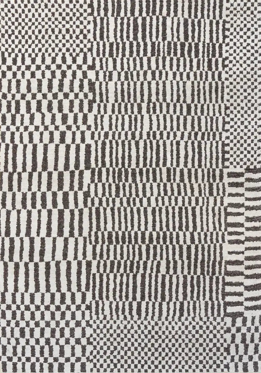 Gray And Beige Geometric Washable Area Rug With UV Protection Photo 2
