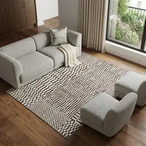 Photo of Gray And Beige Geometric Washable Area Rug With UV Protection