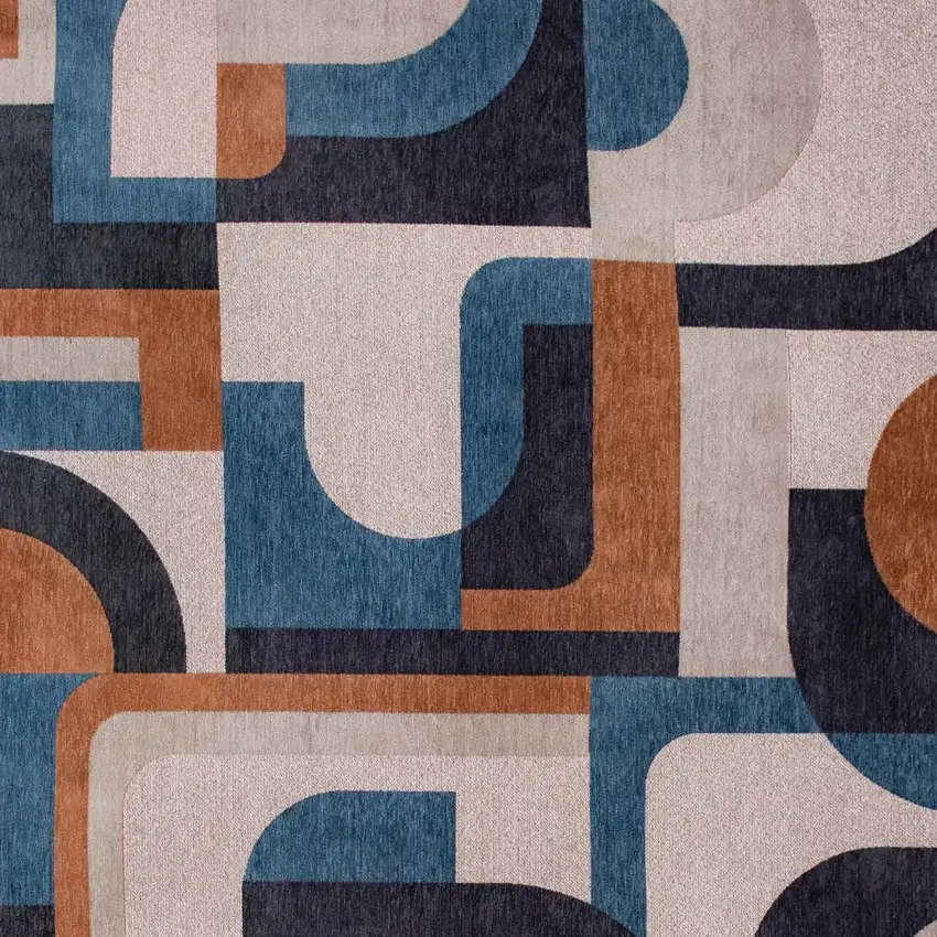 Gray And Beige Geometric Washable Area Rug Photo 8