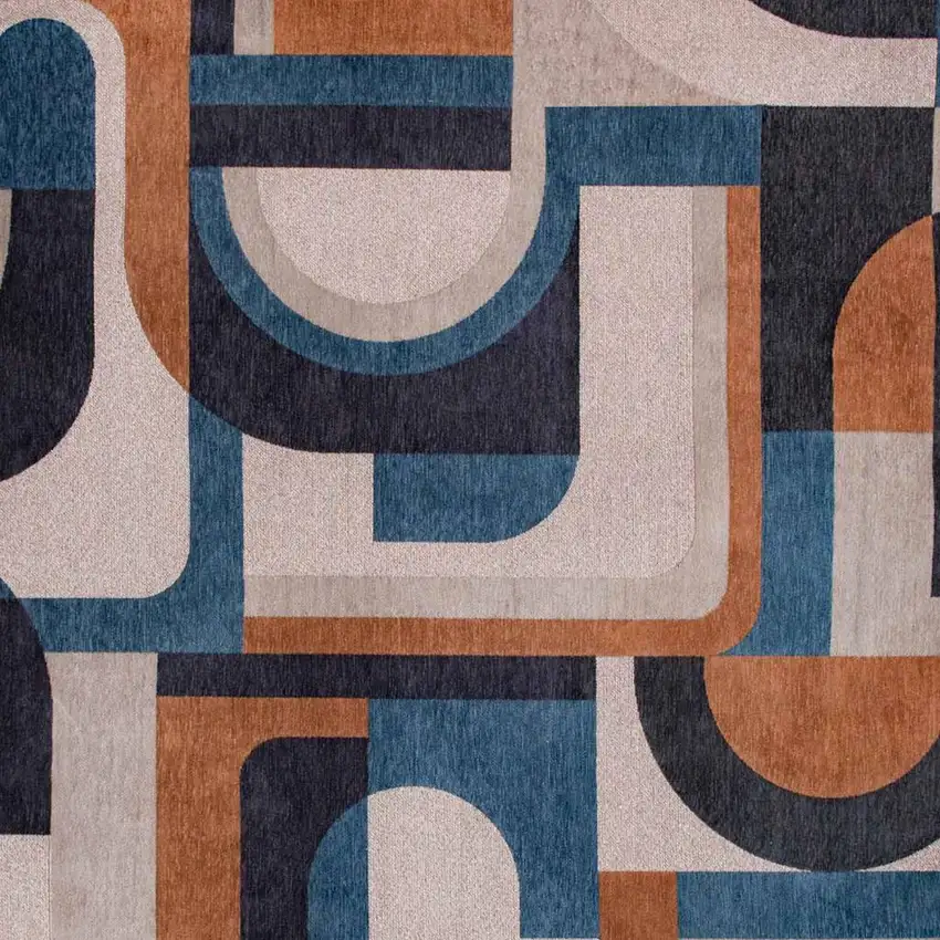 Gray And Beige Geometric Washable Area Rug Photo 3