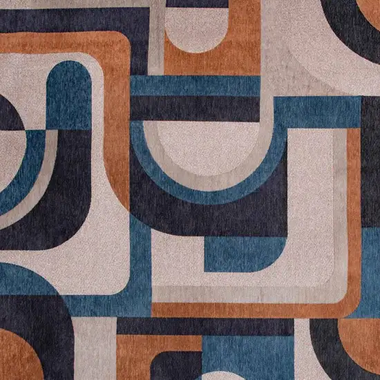 Gray And Beige Geometric Washable Area Rug Photo 3