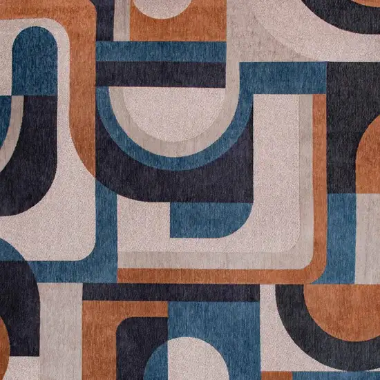 Gray And Beige Geometric Washable Area Rug Photo 3