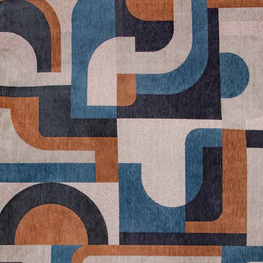 Gray And Beige Geometric Washable Area Rug Photo 8