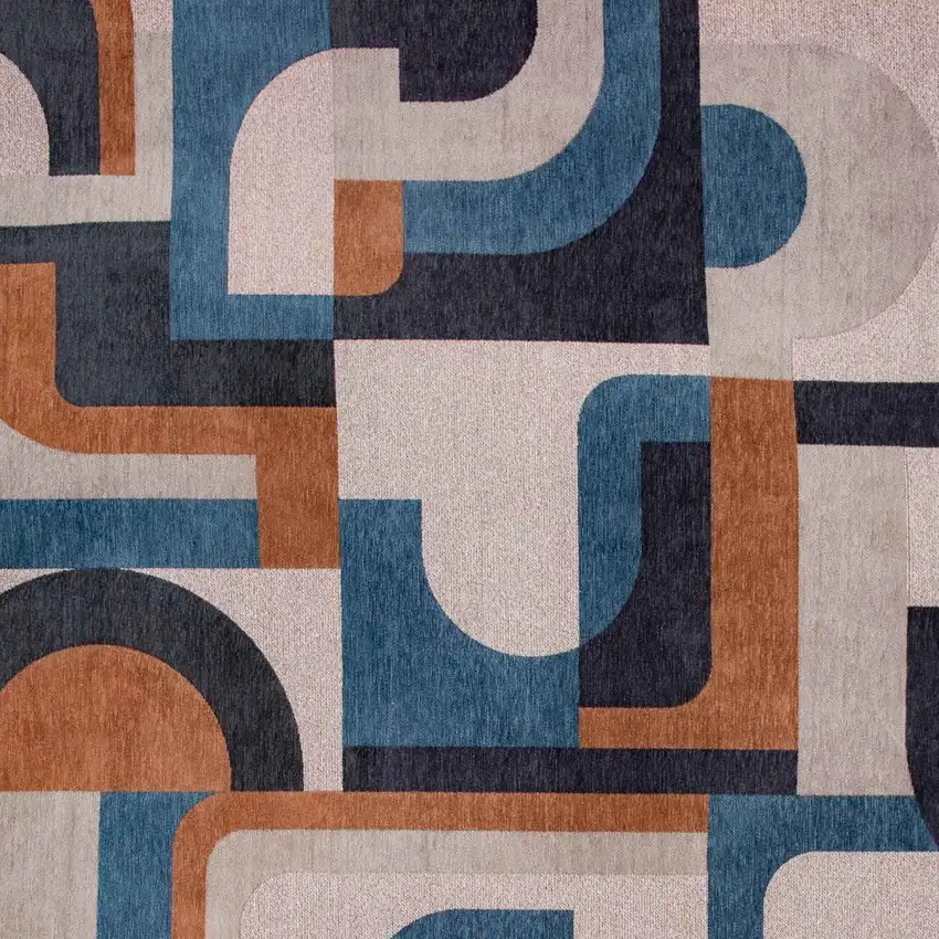 Gray And Beige Geometric Washable Area Rug Photo 8