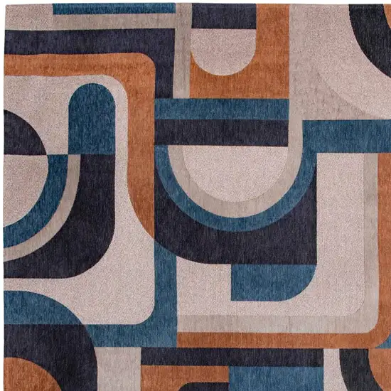 Gray And Beige Geometric Washable Area Rug Photo 3