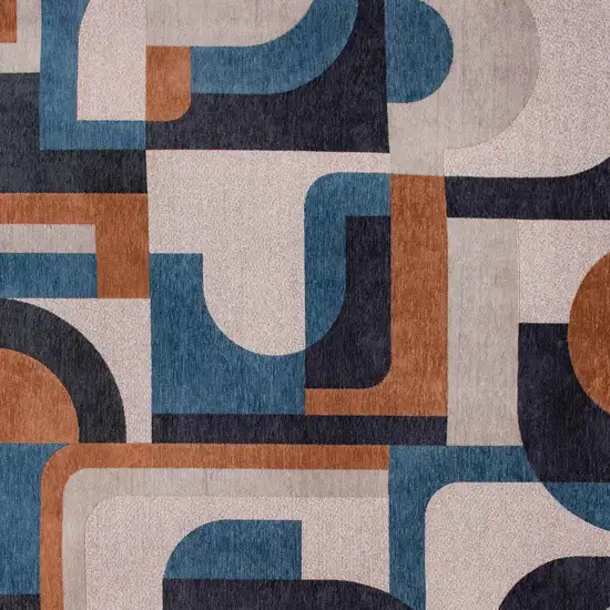 Gray And Beige Geometric Washable Area Rug Photo 9