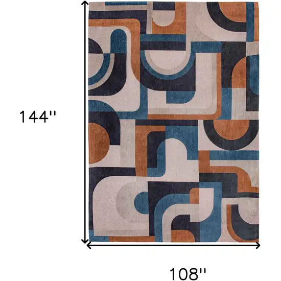 Gray And Beige Geometric Washable Area Rug Photo 5