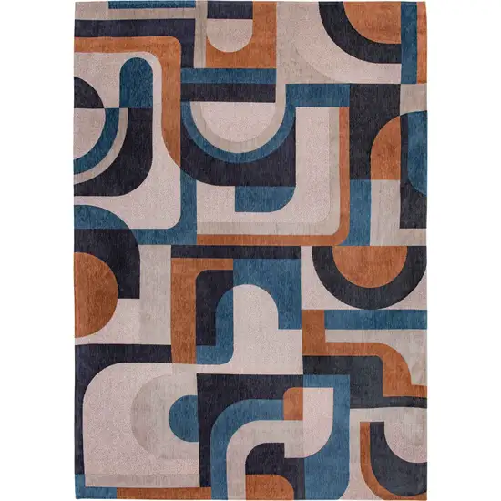 Gray And Beige Geometric Washable Area Rug Photo 2
