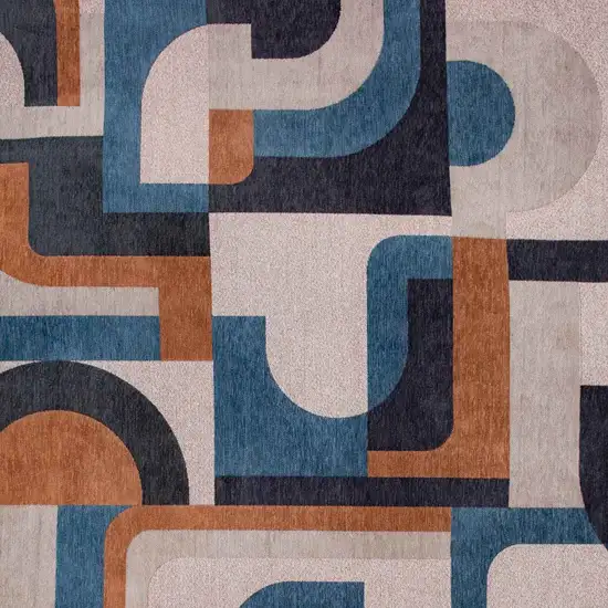 Gray And Beige Geometric Washable Area Rug Photo 8