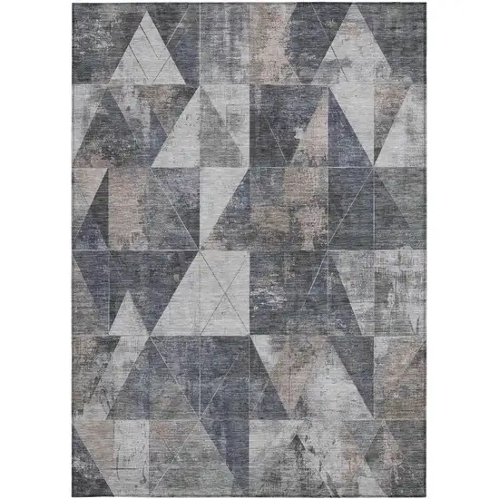 Gray And Beige Geometric Washable Indoor Outdoor Area Rug Photo 3