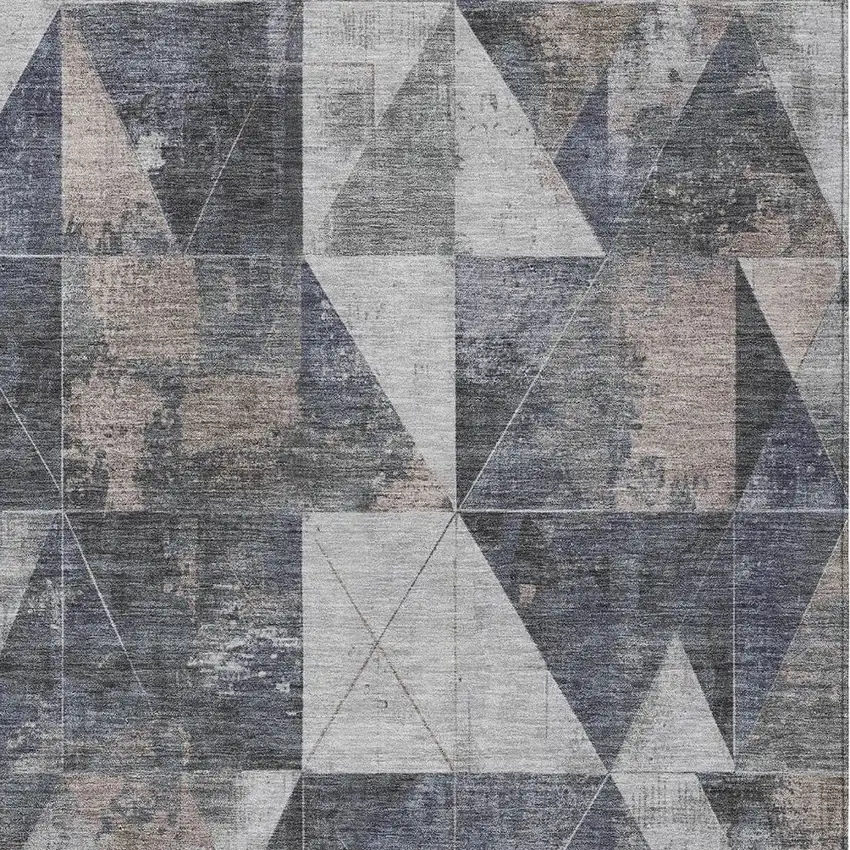 Gray And Beige Geometric Washable Indoor Outdoor Area Rug Photo 9