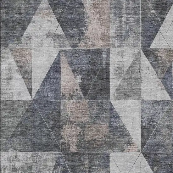 Gray And Beige Geometric Washable Indoor Outdoor Area Rug Photo 4