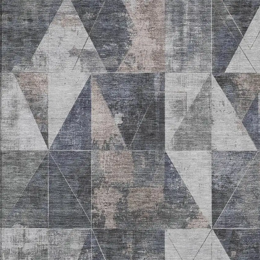 Gray And Beige Geometric Washable Indoor Outdoor Area Rug Photo 4