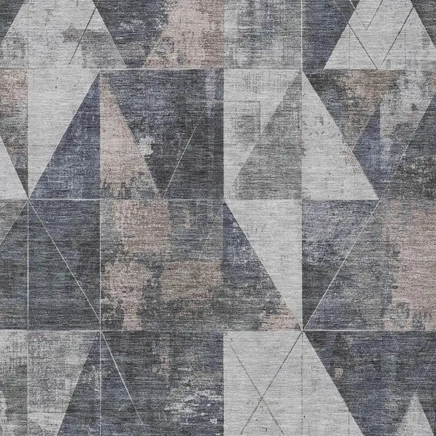 Gray And Beige Geometric Washable Indoor Outdoor Area Rug Photo 4