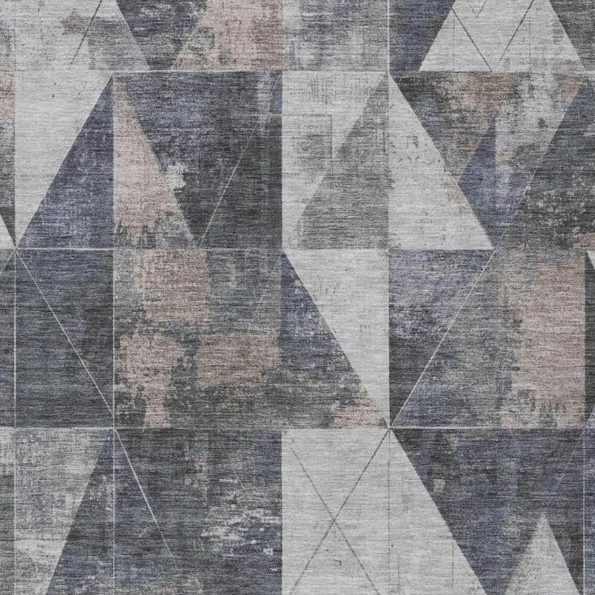 Gray And Beige Geometric Washable Indoor Outdoor Area Rug Photo 4