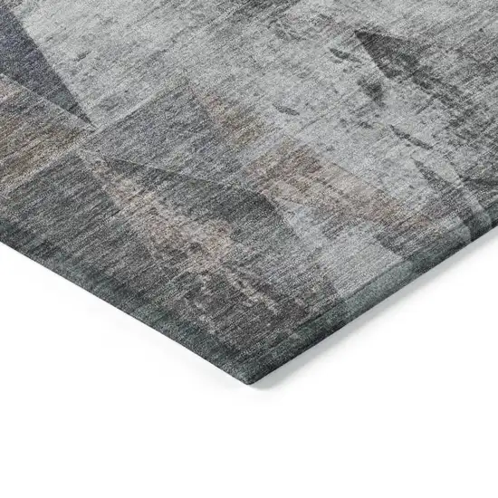 Gray And Beige Geometric Washable Indoor Outdoor Area Rug Photo 9