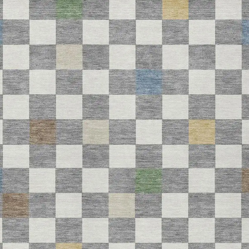 Gray And Beige Geometric Washable Indoor Outdoor Area Rug Photo 5
