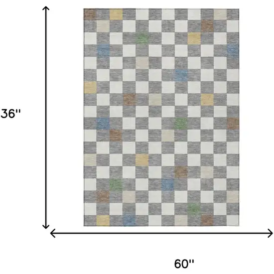 Gray And Beige Geometric Washable Indoor Outdoor Area Rug Photo 9