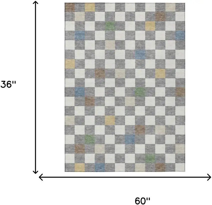Gray And Beige Geometric Washable Indoor Outdoor Area Rug Photo 9