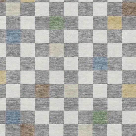 Gray And Beige Geometric Washable Indoor Outdoor Area Rug Photo 3