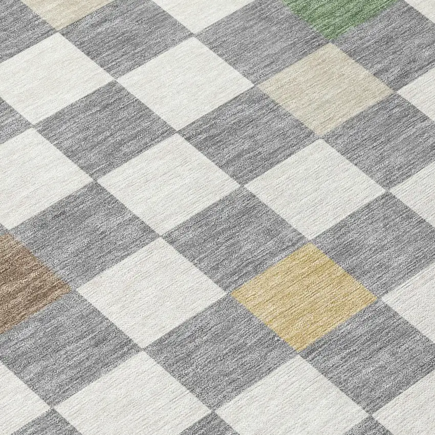 Gray And Beige Geometric Washable Indoor Outdoor Area Rug Photo 8