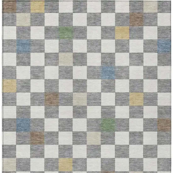 Gray And Beige Geometric Washable Indoor Outdoor Area Rug Photo 6