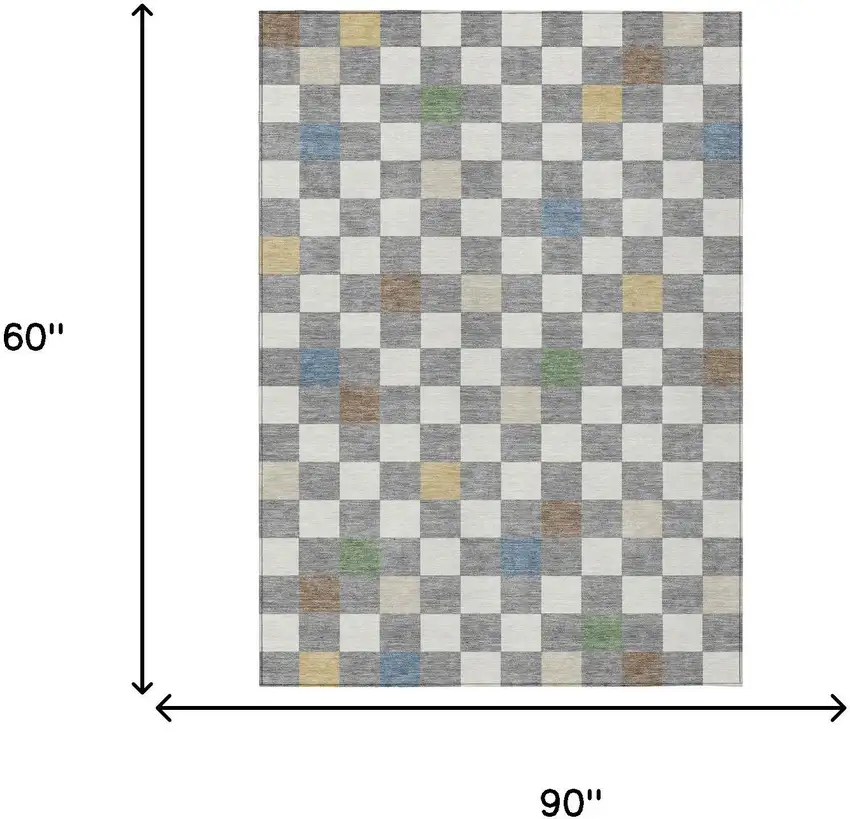 Gray And Beige Geometric Washable Indoor Outdoor Area Rug Photo 9
