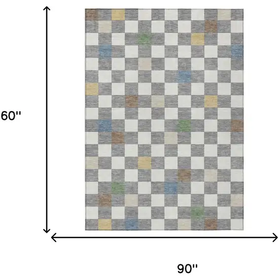Gray And Beige Geometric Washable Indoor Outdoor Area Rug Photo 9
