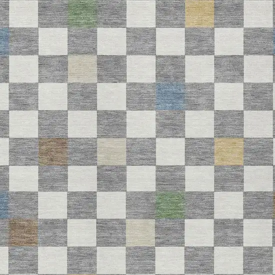 Gray And Beige Geometric Washable Indoor Outdoor Area Rug Photo 5