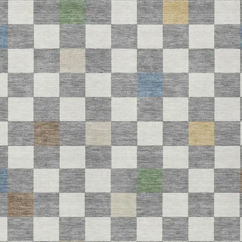 Gray And Beige Geometric Washable Indoor Outdoor Area Rug Photo 5