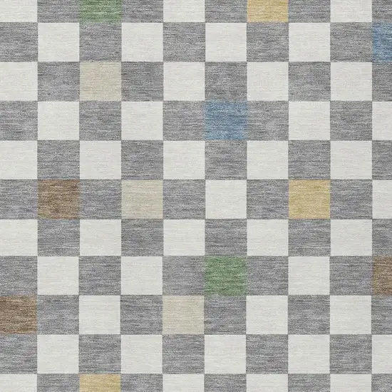 Gray And Beige Geometric Washable Indoor Outdoor Area Rug Photo 3