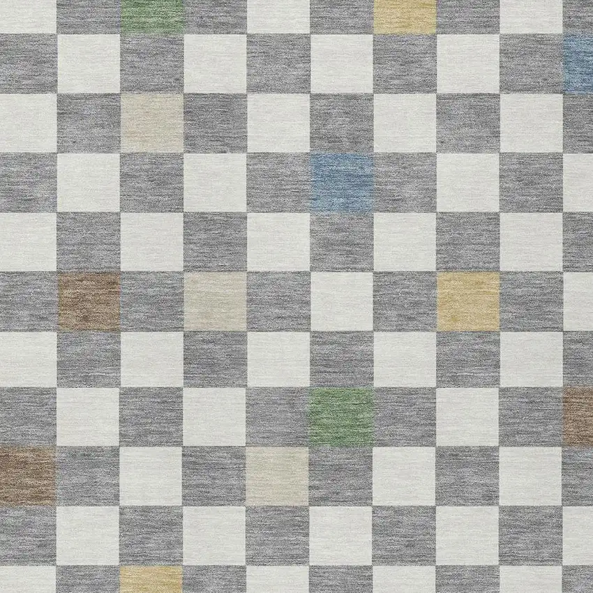Gray And Beige Geometric Washable Indoor Outdoor Area Rug Photo 3
