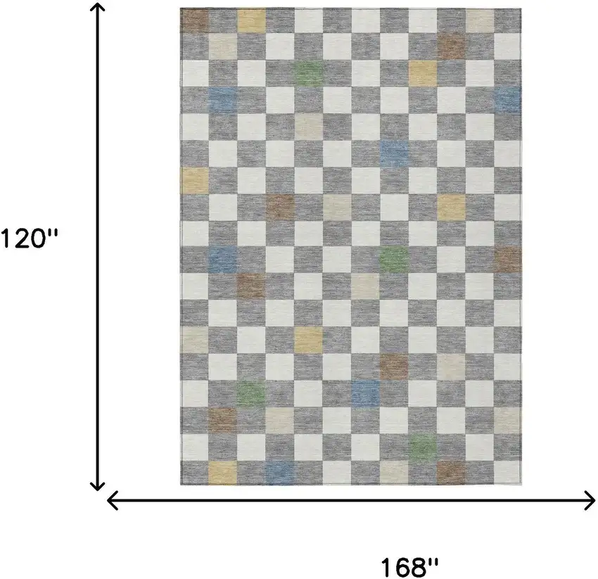 Gray And Beige Geometric Washable Indoor Outdoor Area Rug Photo 9