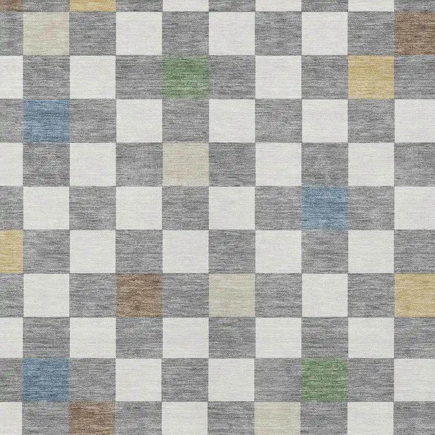Gray And Beige Geometric Washable Indoor Outdoor Area Rug Photo 5