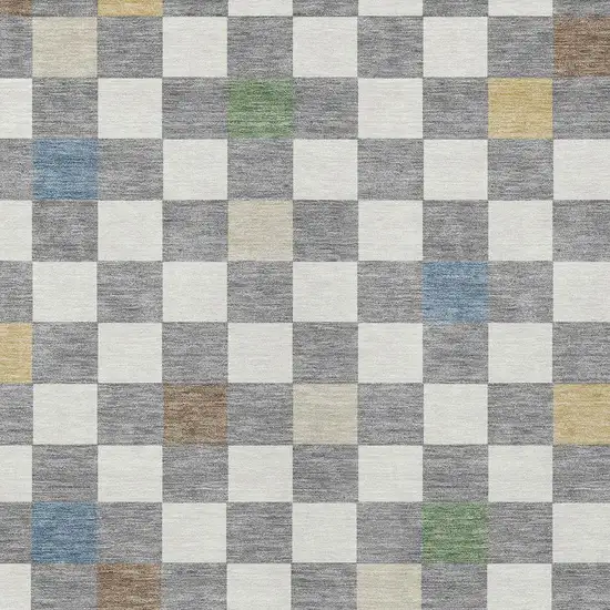 Gray And Beige Geometric Washable Indoor Outdoor Area Rug Photo 5