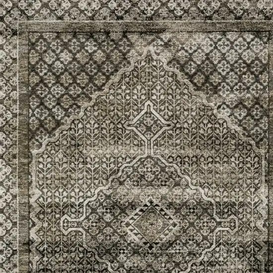 Gray And Beige Medallion Area Rug With Fringe Photo 3