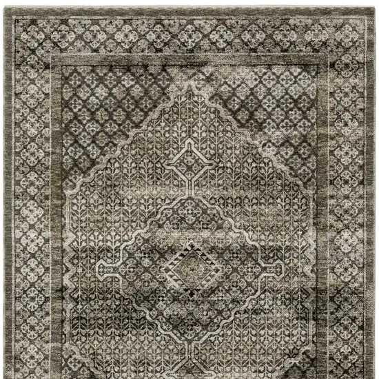 Gray And Beige Medallion Area Rug With Fringe Photo 4