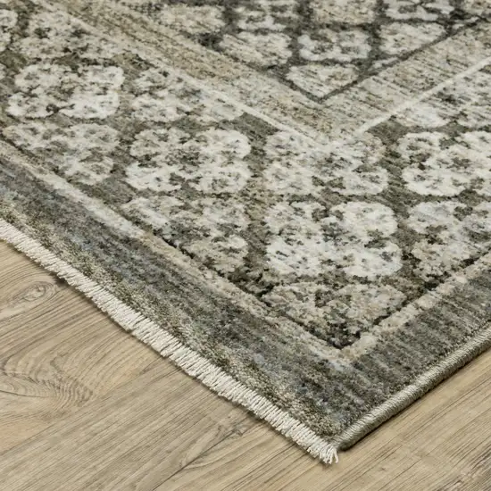 Gray And Beige Medallion Area Rug With Fringe Photo 5