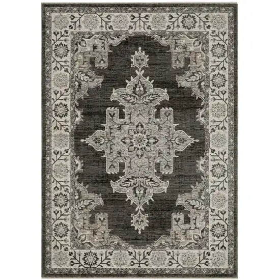 Gray And Beige Medallion Area Rug With Fringe Photo 3