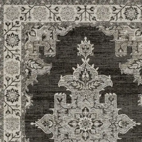 Gray And Beige Medallion Area Rug With Fringe Photo 5