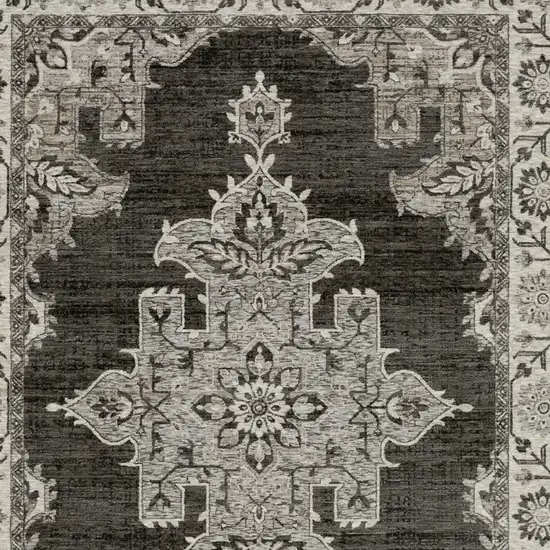 Gray And Beige Medallion Area Rug With Fringe Photo 5