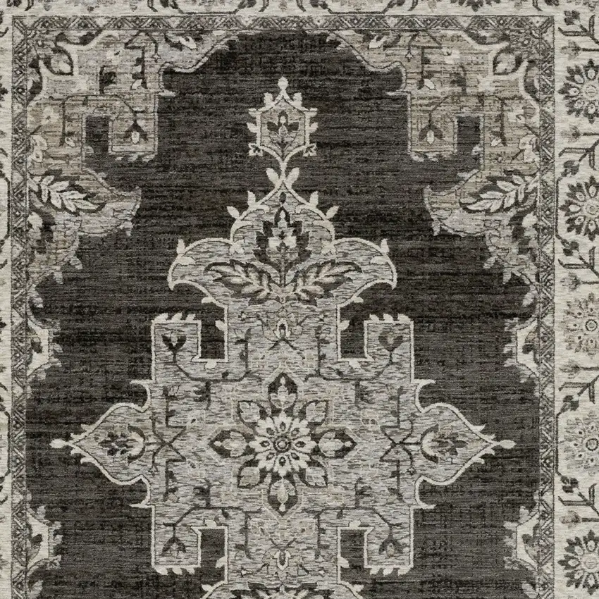 Gray And Beige Medallion Area Rug With Fringe Photo 5