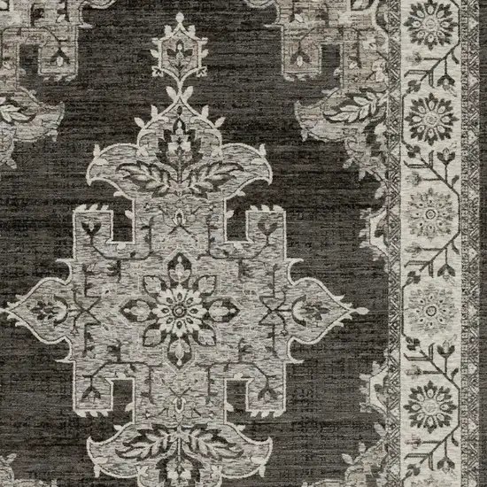 Gray And Beige Medallion Area Rug With Fringe Photo 5