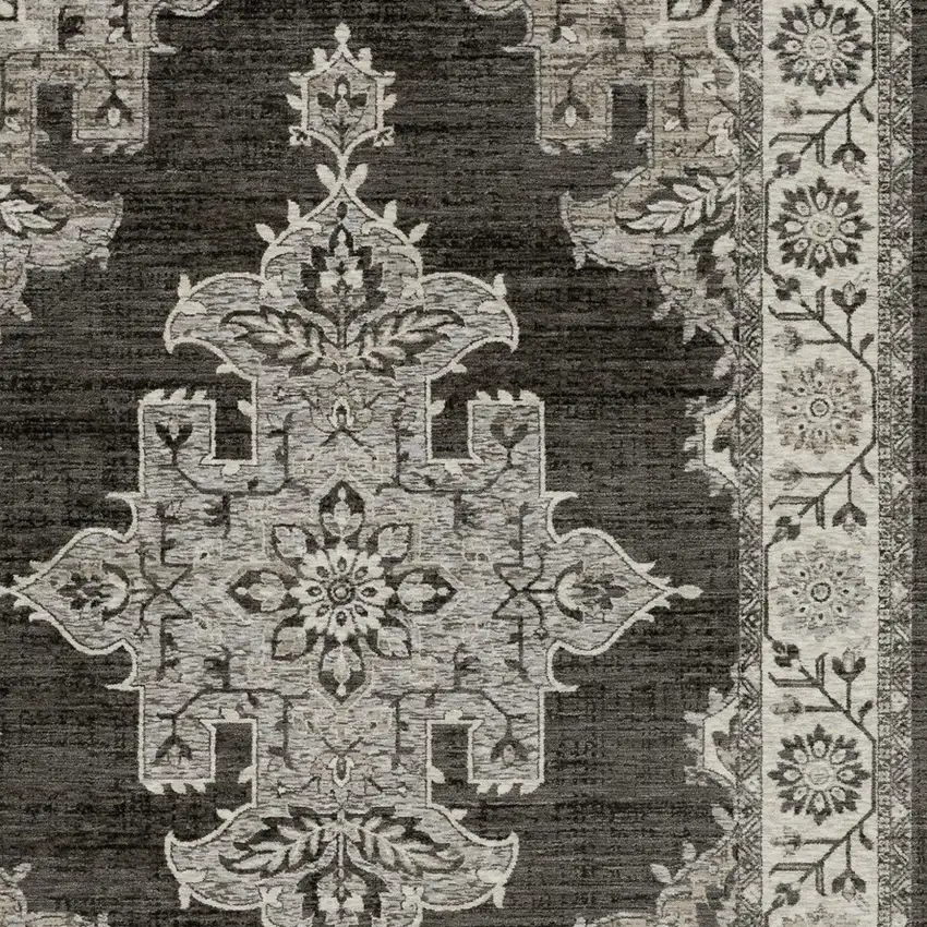 Gray And Beige Medallion Area Rug With Fringe Photo 5