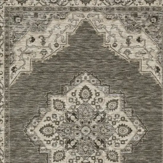 Gray And Beige Medallion Area Rug With Fringe Photo 5