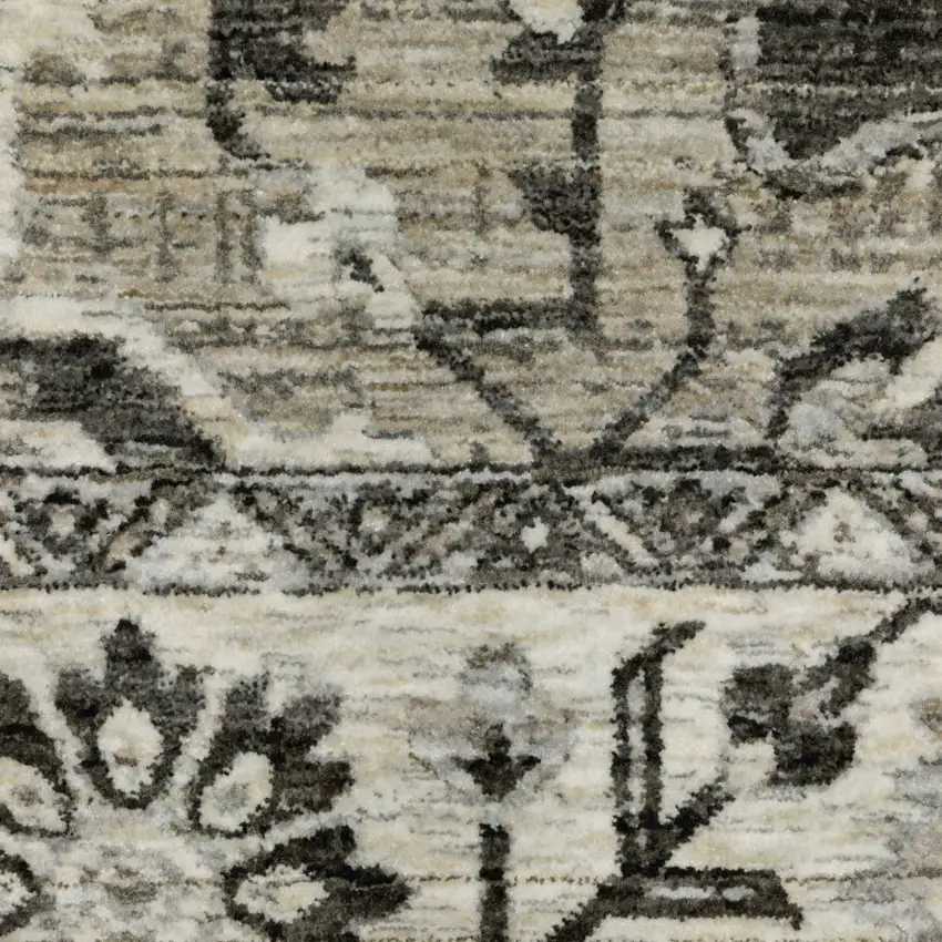 Gray And Beige Medallion Area Rug With Fringe Photo 8
