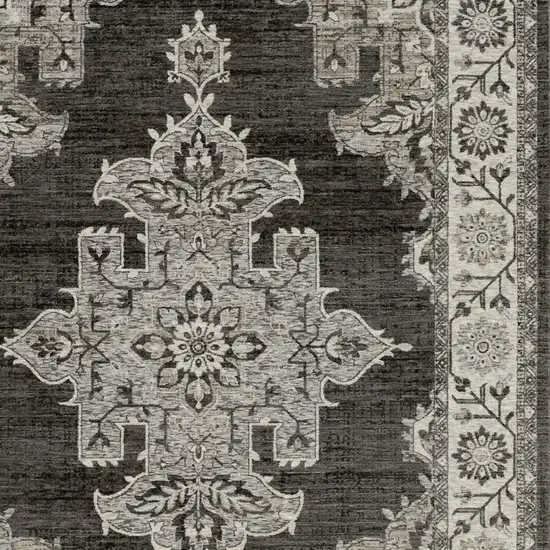Gray And Beige Medallion Area Rug With Fringe Photo 5