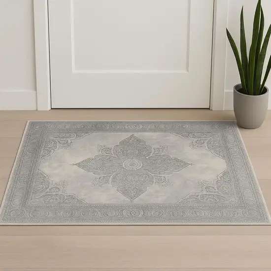 Gray And Beige Moroccan Area Rug Photo 2