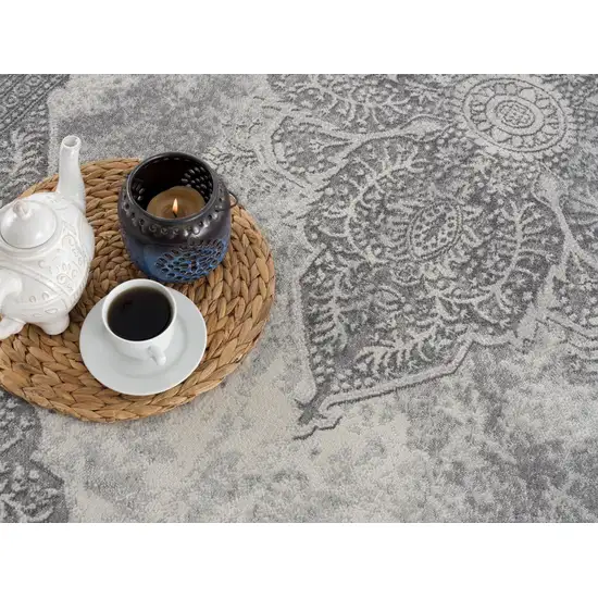 Gray And Beige Moroccan Area Rug Photo 7