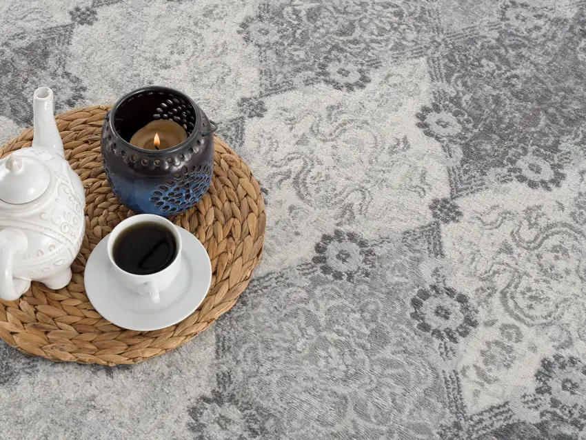 Gray And Beige Moroccan Area Rug Photo 8